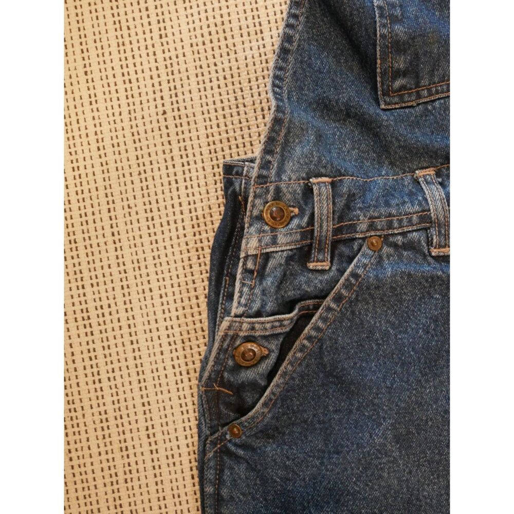 Vintage Uptime Denim Overalls Size L Dark Wash Wide Leg Bib Carpenter Jeans